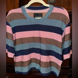 LE SUPURBE Striped Metallic Crop Top Size XS